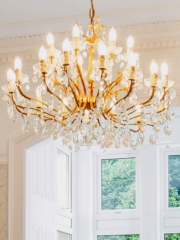 Reinstated chandeliers create a sense of grandeur and oppulence